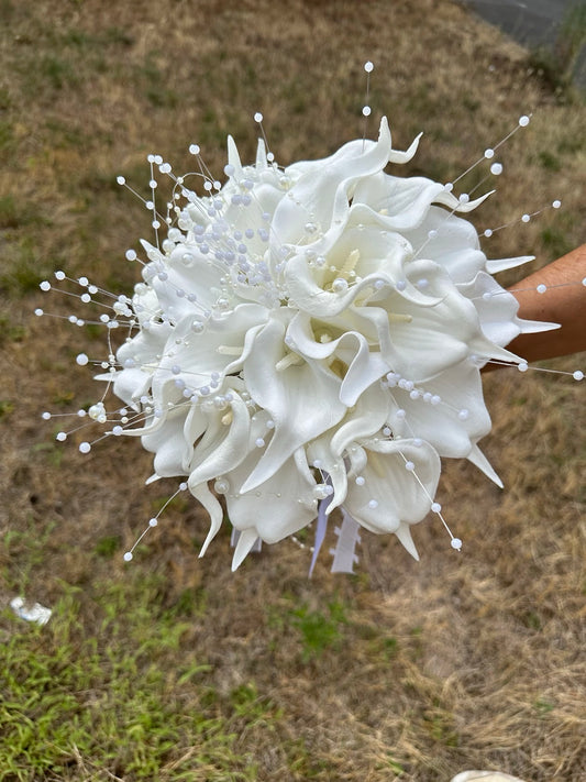 Bouquet de mariée - Callas et perles
