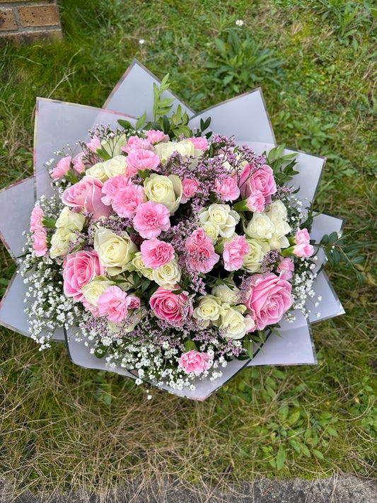 Bouquet du fleuriste - rose et blanc